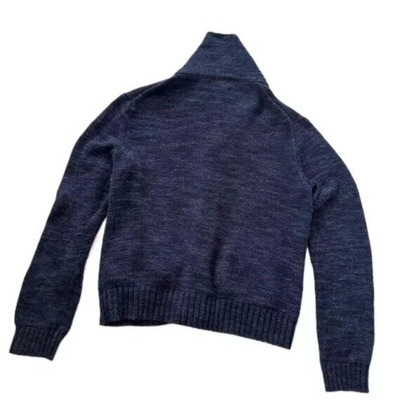 Polo Ralph Lauren Button Cardigan M Medium Blue Shawl Collar Cotton Knit Marled - Picture 3 of 10